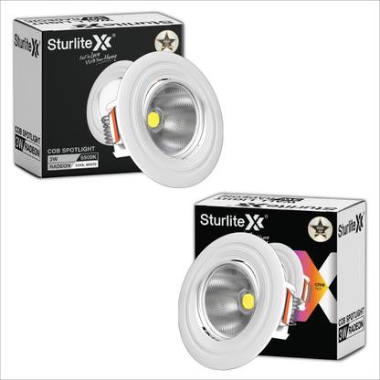 Sturlite 3W LED Spotlight| 6500K Cool White Color Temperature - (Pack of 2) Recessed Ceiling Light Ceiling Lamp