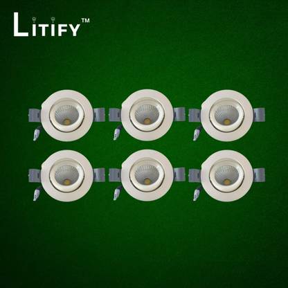 litify AXON SERIES 12 wt COB Spot Light,Recessed Ceiling Lamp(White)pack 0f 6 Ceiling Light Ceiling Lamp
