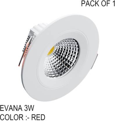 Nortek Evana 3W Round Led Cob Downlight For Ceiling Red Pack of 1 Recessed Ceiling Light Ceiling Lamp