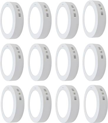 MNLight Moon Light LED 9 Watts Round Surface Down Light, Pack of 12, Cool White Recessed Ceiling Lamp