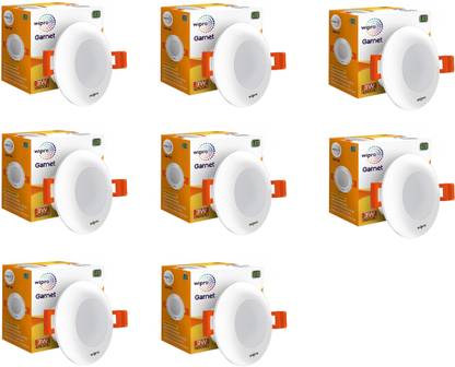 Wipro Garnet 3W LED Mini Downlight, Pack of 8 Recessed Ceiling Lamp