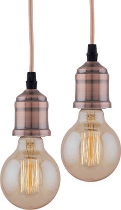 Homesake Edison Filament Metallic Antique Copper Bulb Holder, Urban, Retro, Nordic style, With Fixture, Set of 2 Pendant Lamp Ceiling Lamp