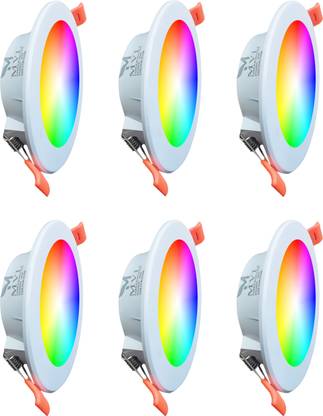 MVL Maxa 10-Watts 7-in-1 Round Led Conceal Down Pack of 6 Ceiling Light Ceiling Lamp