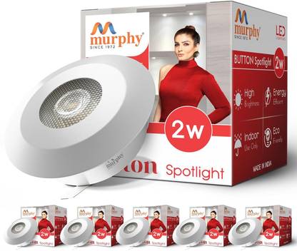 MURPHY LED 2W BUTTON Spot light (Cool White , Pack of 6) Recessed Ceiling Light Ceiling Lamp