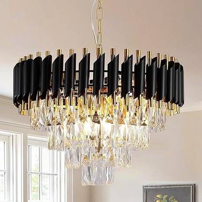 SAVORADE 500mm black gold jhummar 3 Color LED Light luxury Chandelier Ceiling Lamp