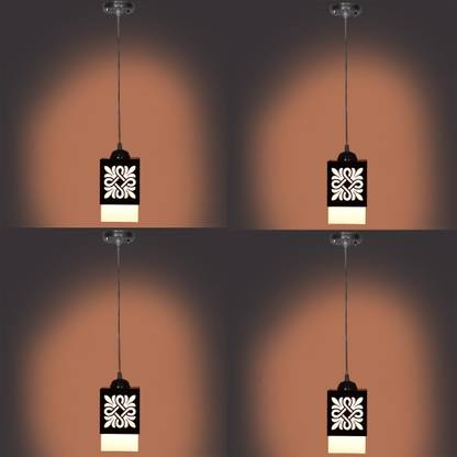 Gojeeva Wooden Hanging Lamp Without Bulb(PACK OF 4) Pendants Ceiling Lamp