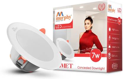 MURPHY Comet Round 7-Watts LED Panel Conceal Down Light (Warm White/ Yellow) Ceiling Light Ceiling Lamp