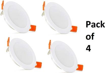 Cosas 10-Watts Round Led Panel Conceal Down Pack of 4 Ceiling Light Ceiling Lamp Recessed Ceiling Light Ceiling Lamp