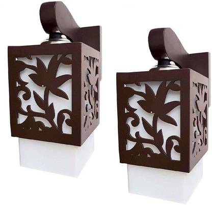 Areezo Wooden Square Shape Leaf Design Wall Lamp Scone Uplighter Fixture Ceiling Hanging Pendant for Home ,Bedroom ,Living Room,Kitchen ,Hall ,Decoration ( Bulb not Included ) (Wood & PVC Unbreakable Glass ) Pendants Ceiling Lamp