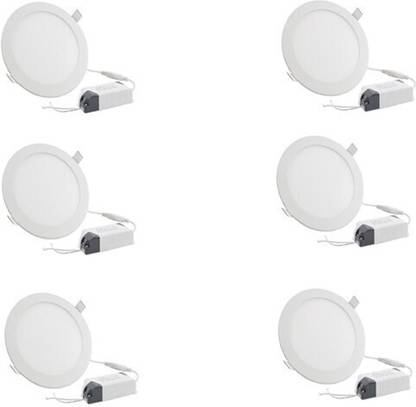 GALAXY 18 watt LED Round Slim Panel White Light False Ceiling POP DownLight Indoor Light pack of 6 Recessed Ceiling Light Ceiling Lamp