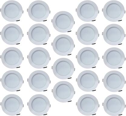 BENE 7w Round Ceiling Light , Color of LED Warm White (Yellow) (Pack of 24 Pcs) Recessed Ceiling Light Ceiling Lamp