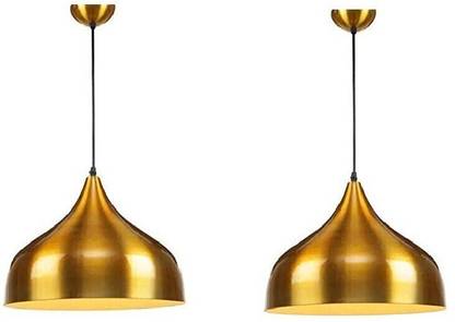 Areezo Gold Metal Hanging Light for Living Room ,,Hall (Bulb not Included )(Pack of 2) Pendant Lamp Ceiling Lamp