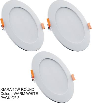 Nortek Kiara 15W Round Warm White Led Panel Ceiling Light Pack of 3 Recessed Ceiling Light Ceiling Lamp