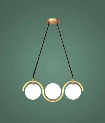 Delbay Gold 3 Doom Dhanush Shape Hanging Light (Bulb Not Incl.)(Pack of 1) Chandelier Ceiling Lamp