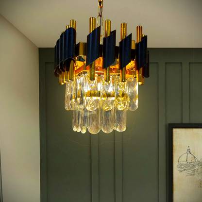Decorativehut Modern Square Shaped Crystal Chandelier | Jhumar for Home Decor, Bulb Included Chandelier Ceiling Lamp