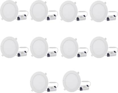GALAXY 12 watt LED Round Slim Panel Light False Ceiling POP DownLight Indoor Light pack of 10 Recessed Ceiling Lamp