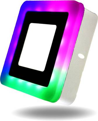 D'Mak 6 Watt Square Surface Dual Multi Color PGB (Pink,Green,Blue) LED Panel Light White+Pgb Lamp Downlight AC 100-265V Lights with IC Driver Energy Super Saver (6.00 Watts) | led color panel light | (Pack OF 01) Recessed Ceiling Light Ceiling Lamp