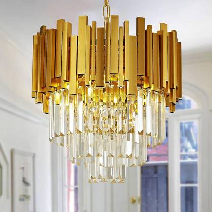 Aphrodite crystal Yellow polish metal 400mm chandelier hanging ceiling pendant jhoomer Chandelier Ceiling Lamp