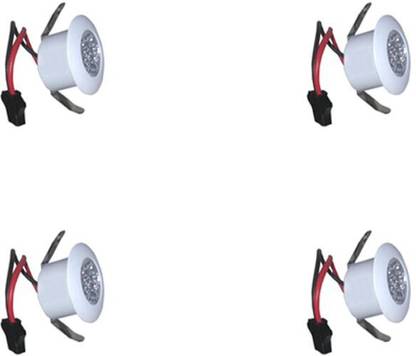 GLAZO 1 watt LED COB/Spot/Button Light warm white (Yellow) pack of 4 Recessed Ceiling Lamp
