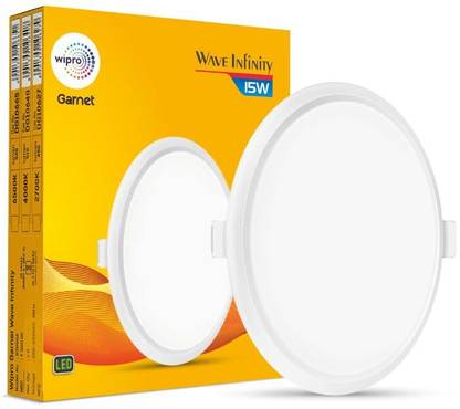 Wipro Garnet 15W Round LED Wave Infinity Panel Warm White (2700K) Pack of 1 Ceiling Light Ceiling Lamp