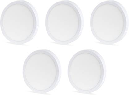 D'Mak 6Watt Round Shaped Surface lights Lamp White Cool White High Power LED Panel Ceiling Light (Pack Of 05) Recessed Ceiling Lamp
