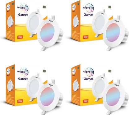 Wipro Garnet 3 W RBP Mini Downlight | Colour Changing (Red,Blue,Pink)| Pack of 4 Ceiling Light Ceiling Lamp