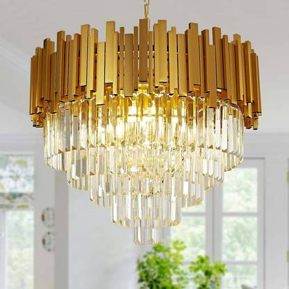 Aphrodite crystal Yellow polish metal 600 mm chandelier hanging ceiling pendant jhoomer Chandelier Ceiling Lamp