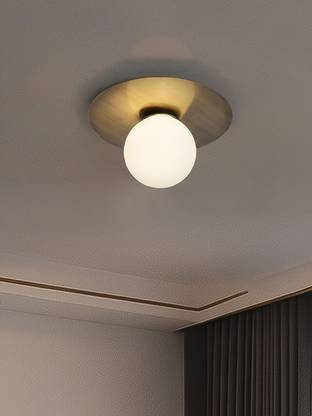 Fos Lighting Fos Lighting Modern Antique Brass Disc Ceiling or Wall Light with Frosted Globe Ceiling Light Ceiling Lamp