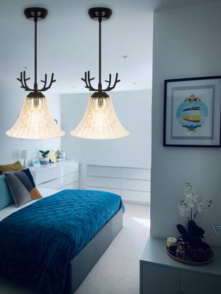 KINIS KIN-JALWA PVC GLASS HL 3D CURVE TAPPER Hanging Lamp, Clear, Pack of 2 Pendant Lamp Ceiling Lamp