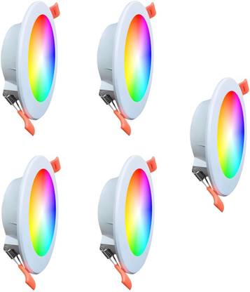 Cosas EXCEL-9 Watts 7-in-1 Multicolor Round Led Conceal Down Light Pack of 5 New model Ceiling Light Ceiling Lamp