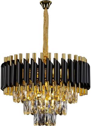 ISHANI ISHANI Premium Crystal 300 mm jhoomer Chandelier Ceiling Lamp (Black,Gold) Chandelier Ceiling Lamp