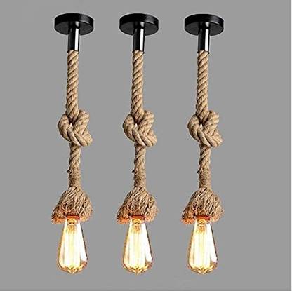 Svah E27 Rustic Lamp Rope Hanging Light (Pack of 3) (Bulb Not Included) Pendants Ceiling Lamp