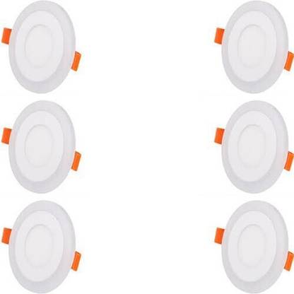 GLAZO 3+3 Led Round Panel Light Ceiling POP Down Indoor Light LED 3D Effect Lighting (Double Color) pack of 6 with 1 YEAR WARRANTY Recessed Ceiling Lamp