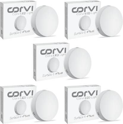 Corvi Surface 6 LED Panel Light| Dimmable, 15 Watts, Pack of 5| White 5700K Ceiling Light Ceiling Lamp