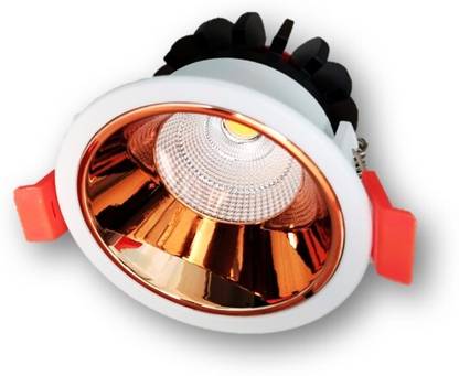 OTSLights 12W White Body Rose Gold Finish LED Ceiling COB Light (Warm White,Cutout - 7cm) Recessed Ceiling Light Ceiling Lamp