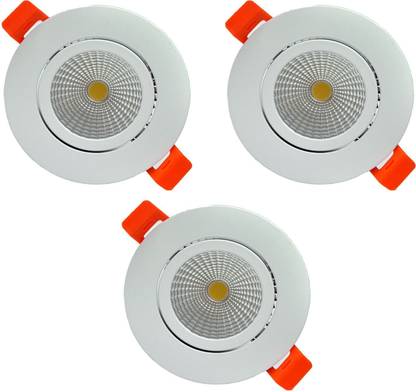 GALAXY LED Ceiling COB Spot Light - 6 Watt - Round - White (6000K) Tilt Pack of 3 Recessed Ceiling Lamp