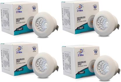 D'Mak D’Mak™ 1 Watt LED COB/Spot Light/Button Light (Blue) Round Driver Included pack of 4 Recessed Ceiling Lamp