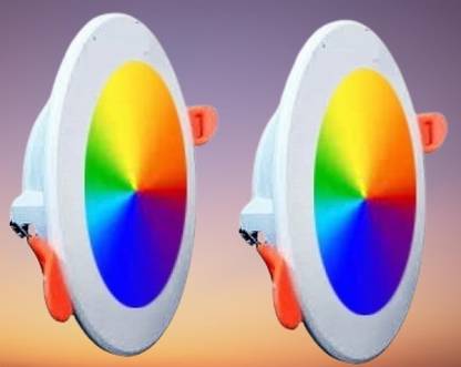 Brightstar Maxa 10-Watts 7-in-1 Multicolour Round Led Conceal Down Light Pack of 2 Ceiling Light Ceiling Lamp