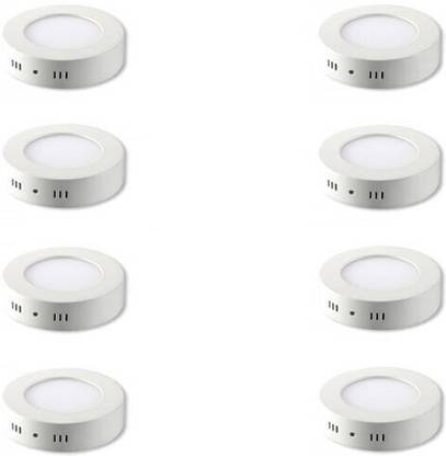 GLAZO 6 watt Led Surface light round cool white pack of 8 Ceiling Light Ceiling Lamp