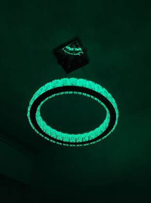 LightWave Chandelier All color Dimmable with Remote 14" Hanging Crystal Ring Ceiling Light Chandelier Ceiling Lamp
