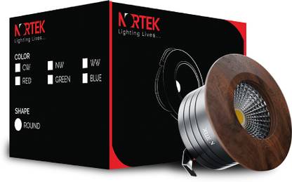 Nortek Prima 3W COB Downlight | Spot Light | Wooden Ring, Warm White-1PC Recessed Ceiling Light Ceiling Lamp