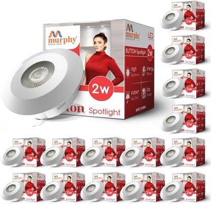 MURPHY LED 2W BUTTON Spotlight (Cool White , Pack of 15) Recessed Ceiling Lamp