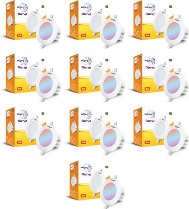 विप्रो Garnet 3 W RBP Mini Downlight | Colour Changing (Red,Blue,Pink)| Pack of 10 सीलिंग लाइट  सीलिंग लैंप