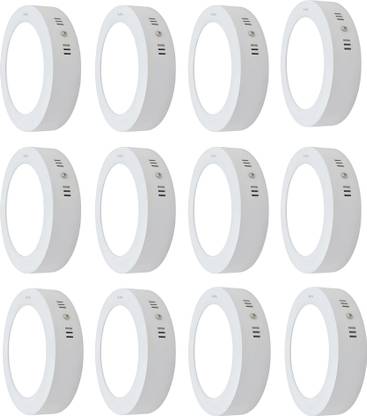 MNLight Moon Light LED 9 Watts Round Surface Down Light, Pack of 12, Cool White Recessed Ceiling Lamp