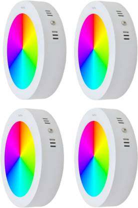 MNLight 9 Watts Round Surface 7 in 1 Multi color Down Light, Pack of 4 Recessed Ceiling Light Ceiling Lamp