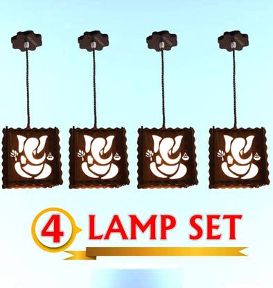 US DZIRE 4507 (4 Lamp Set With Bulb) Ganeshji Lamp shade Hanging Night Light|Home Decor Pendant Lamp Ceiling Lamp