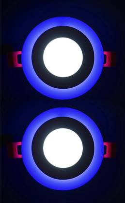 Hybrix LED Ceiling Panel Light 6 Watt (3+3) POP Down Light, Surface Mounted Spotlight, Dual Color 3D Effect Blue & White Combination, Ceiling Lamp (PACK OF 2) Recessed Ceiling Lamp