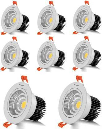 Hybrix HQ LED (6 WATT) COB Spot Light, Down Light, Ceiling light, COB Light, Elegant Aluminum Body, 30° Adjustable, BridgeLux Optical COB, Natural Warm White Light Color (Pack of 8) Cob Light Ceiling Lamp