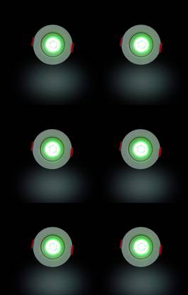 D'Mak D’Mak™ 1 Watt LED COB/Spot Light/Button Light (Green) Round Driver Included pack of 6 Recessed Ceiling Light Ceiling Lamp
