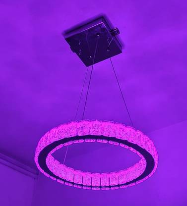 LightWave Chandelier All color Dimmable with Remote 14" Hanging Crystal Ring LED Light Chandelier Ceiling Lamp
